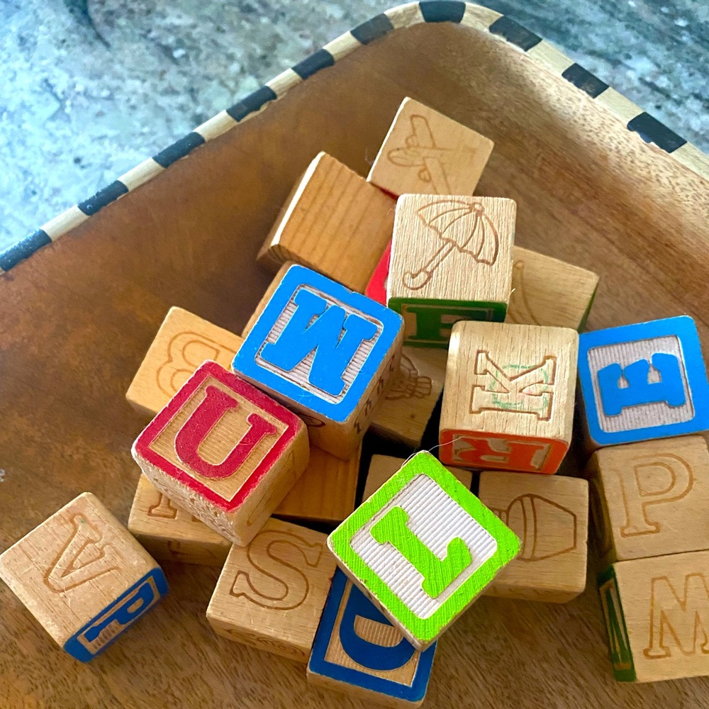 Vintage wooden kids blocks primitive decor nursery decor
